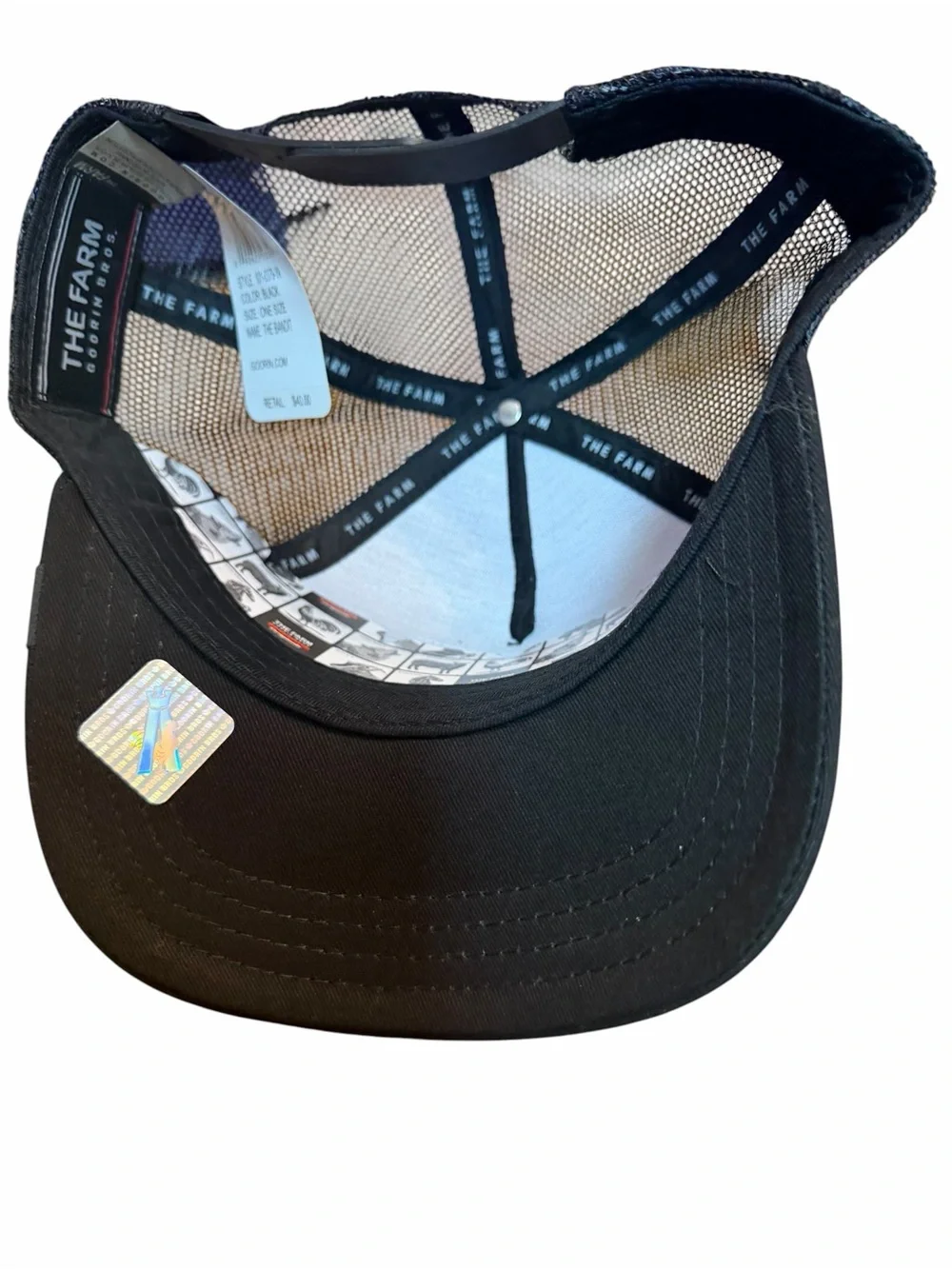 Raccoon Bandit Goorin Bros The Farm Black Trucker Hat NWT